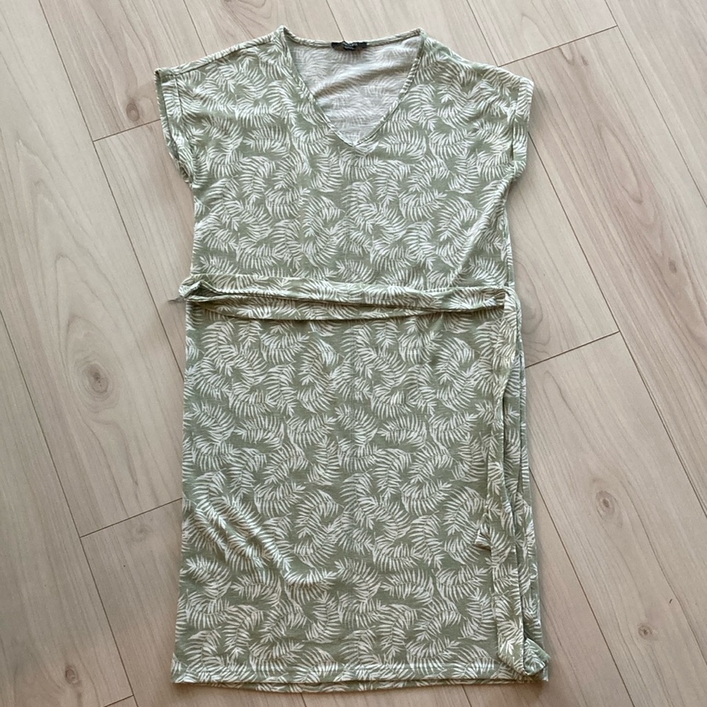 Green Leaf Pattern Dress